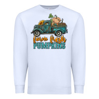 White farm fresh pumpkins truck Premium Sweatshirt - RanaPortraitStore