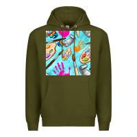 Army Green find art class seamless pattern Premium Hoodie - BundleAndBundleShop