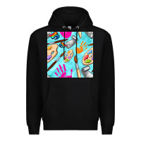 Black find art class seamless pattern Premium Hoodie - BundleAndBundleShop