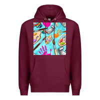 Burgundy find art class seamless pattern Premium Hoodie - BundleAndBundleShop