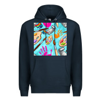 Navy find art class seamless pattern Premium Hoodie - BundleAndBundleShop