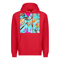 Red find art class seamless pattern Premium Hoodie - BundleAndBundleShop