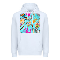White find art class seamless pattern Premium Hoodie - BundleAndBundleShop