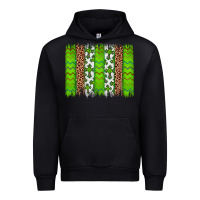 Black Western St. Patrick's Shamrock Cross Leopard Brushstroke Urban Hoodie - Artiststas