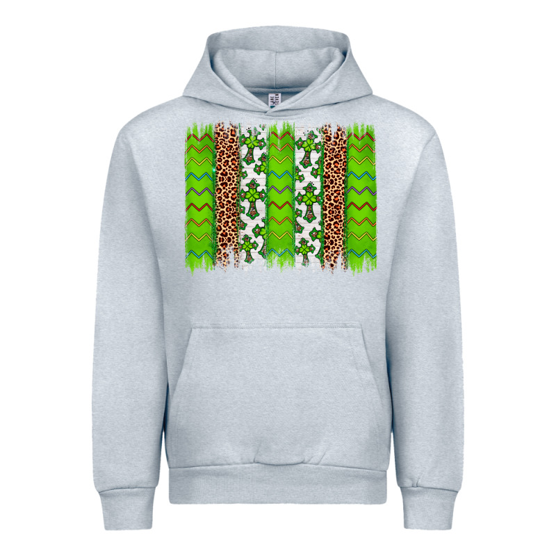 Western St. Patrick's Shamrock Cross Leopard Brushstroke Urban Hoodie by Artiststas | Teevron