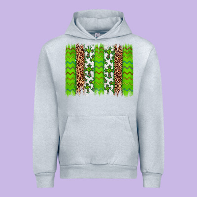 Western St. Patrick's Shamrock Cross Leopard Brushstroke Urban Hoodie Designed By Artiststas
