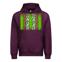 Mauve Wine Western St. Patrick's Shamrock Cross Leopard Brushstroke Urban Hoodie - Artiststas