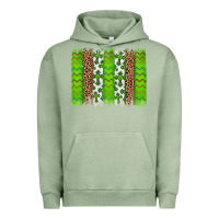 Pigment Oil Green Western St. Patrick's Shamrock Cross Leopard Brushstroke Urban Hoodie - Artiststas