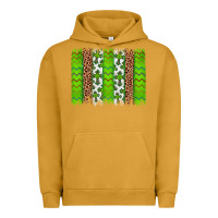 Pigment Peanut Butter Western St. Patrick's Shamrock Cross Leopard Brushstroke Urban Hoodie - Artiststas