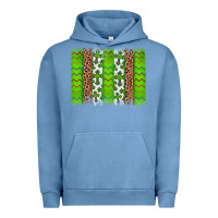 Pigment Pebble Blue Western St. Patrick's Shamrock Cross Leopard Brushstroke Urban Hoodie - Artiststas