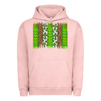 Pigment Salmon Western St. Patrick's Shamrock Cross Leopard Brushstroke Urban Hoodie - Artiststas