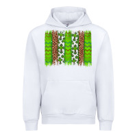 White Western St. Patrick's Shamrock Cross Leopard Brushstroke Urban Hoodie - Artiststas