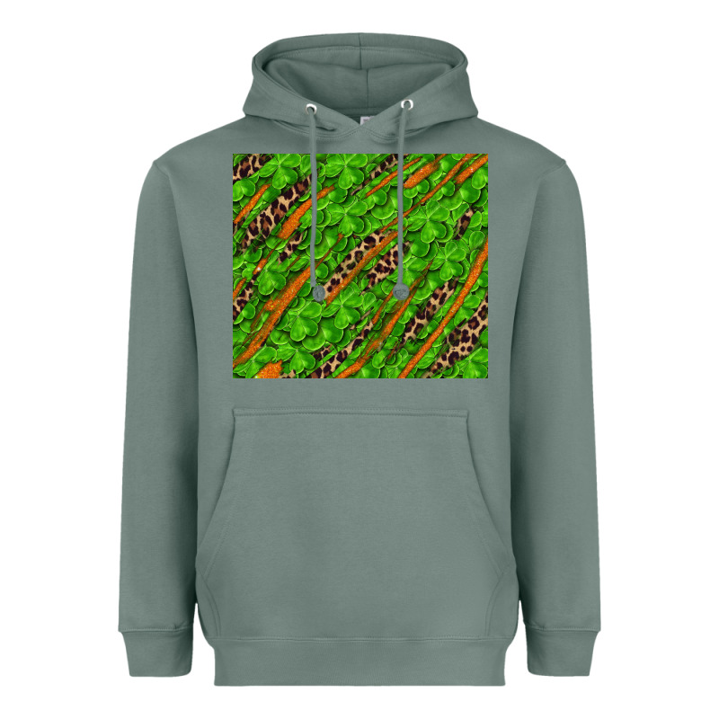 Distressed Shamrock And Leopard Heavyweight Hoodie by RanaPortraitStore | Teevron