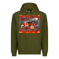 Army Green fire truck gnomes Premium Hoodie - Artiststas