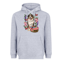 Heather Grey Easter Aussie Australian Shepherd Heavyweight Hoodie - RanaPortraitStore