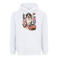 White Easter Aussie Australian Shepherd Heavyweight Hoodie - RanaPortraitStore