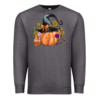 Charcoal Heather Kids Pumpkin with Halloween Premium Sweatshirt - texasbilliewilder
