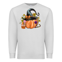 Dove Grey Kids Pumpkin with Halloween Premium Sweatshirt - texasbilliewilder