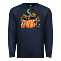 Navy Kids Pumpkin with Halloween Premium Sweatshirt - texasbilliewilder