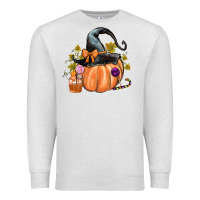 Oatmeal Heather Kids Pumpkin with Halloween Premium Sweatshirt - texasbilliewilder