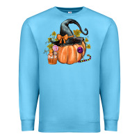 Ocean Blue Kids Pumpkin with Halloween Premium Sweatshirt - texasbilliewilder