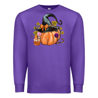 Purple Kids Pumpkin with Halloween Premium Sweatshirt - texasbilliewilder