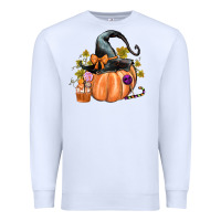 White Kids Pumpkin with Halloween Premium Sweatshirt - texasbilliewilder