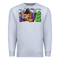 Heather Grey Love Halloween Cow Premium Sweatshirt - texasbilliewilder