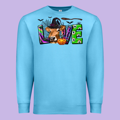 Love Halloween Cow Premium Sweatshirt Designed By Texasbilliewilder
