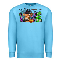 Ocean Blue Love Halloween Cow Premium Sweatshirt - texasbilliewilder