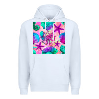 White summer beach seamless pattern Premium Hoodie - BundleAndBundleShop