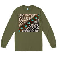Army Green zebra gemstone leather Long Sleeve Tee - BarkalooDesign