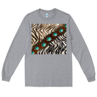 Heather Grey zebra gemstone leather Long Sleeve Tee - BarkalooDesign