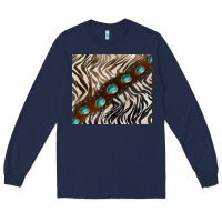 Navy zebra gemstone leather Long Sleeve Tee - BarkalooDesign