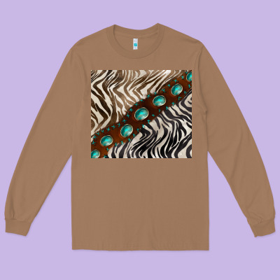 Zebra Gemstone Leather Long Sleeve Tee Designed By Barkaloodesign