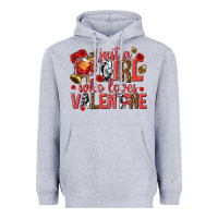 Heather Grey just a girl who loves valentine Heavyweight Hoodie - texasbilliewilder