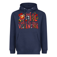 Navy just a girl who loves valentine Heavyweight Hoodie - texasbilliewilder