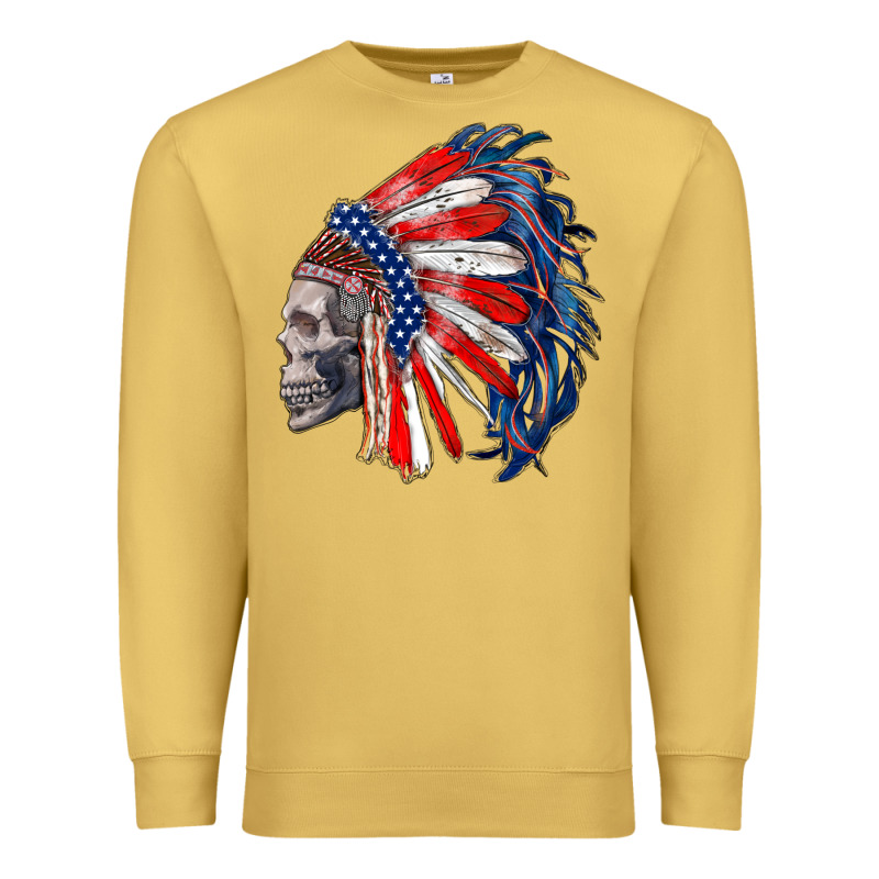 American Indian Headdress With Skull Premium Sweatshirt by RanaPortraitStore | Teevron