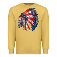 Antique Gold american indian headdress with skull Premium Sweatshirt - RanaPortraitStore