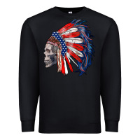 Black american indian headdress with skull Premium Sweatshirt - RanaPortraitStore