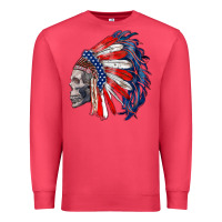 Cardinal american indian headdress with skull Premium Sweatshirt - RanaPortraitStore