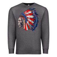 Charcoal Heather american indian headdress with skull Premium Sweatshirt - RanaPortraitStore