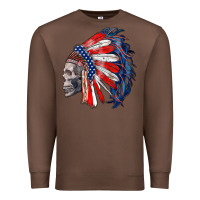 Chestnut american indian headdress with skull Premium Sweatshirt - RanaPortraitStore