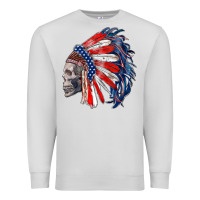 Dove Grey american indian headdress with skull Premium Sweatshirt - RanaPortraitStore
