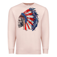 Pale Pink american indian headdress with skull Premium Sweatshirt - RanaPortraitStore