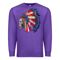 Purple american indian headdress with skull Premium Sweatshirt - RanaPortraitStore