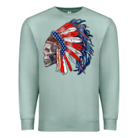Seafoam american indian headdress with skull Premium Sweatshirt - RanaPortraitStore