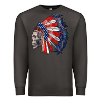 Smoke american indian headdress with skull Premium Sweatshirt - RanaPortraitStore