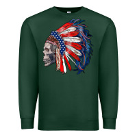Sports Green american indian headdress with skull Premium Sweatshirt - RanaPortraitStore