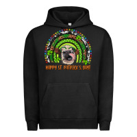 Pigment Black Western Happy St. Patrick's Day Cow Rainbow Urban Hoodie - Artiststas